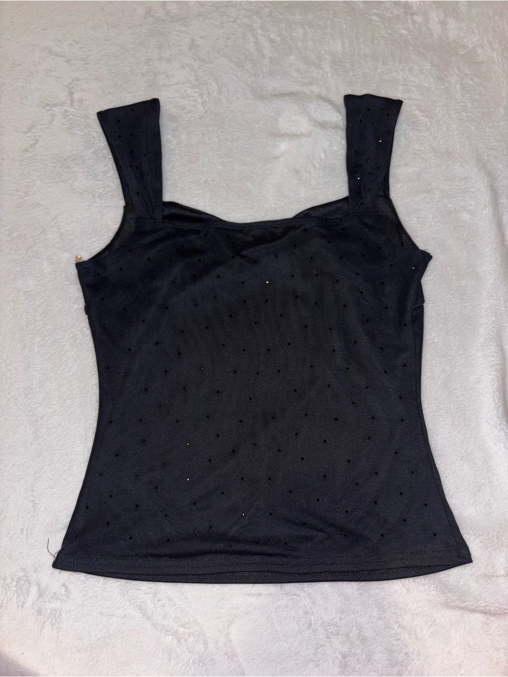 Women’s Square Neck Black Tank Top with Wide Straps